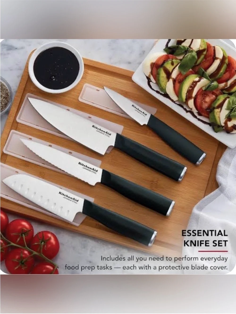 KitchenAid 4 Piece Chef Knife Set with Blade Covers~NEW!